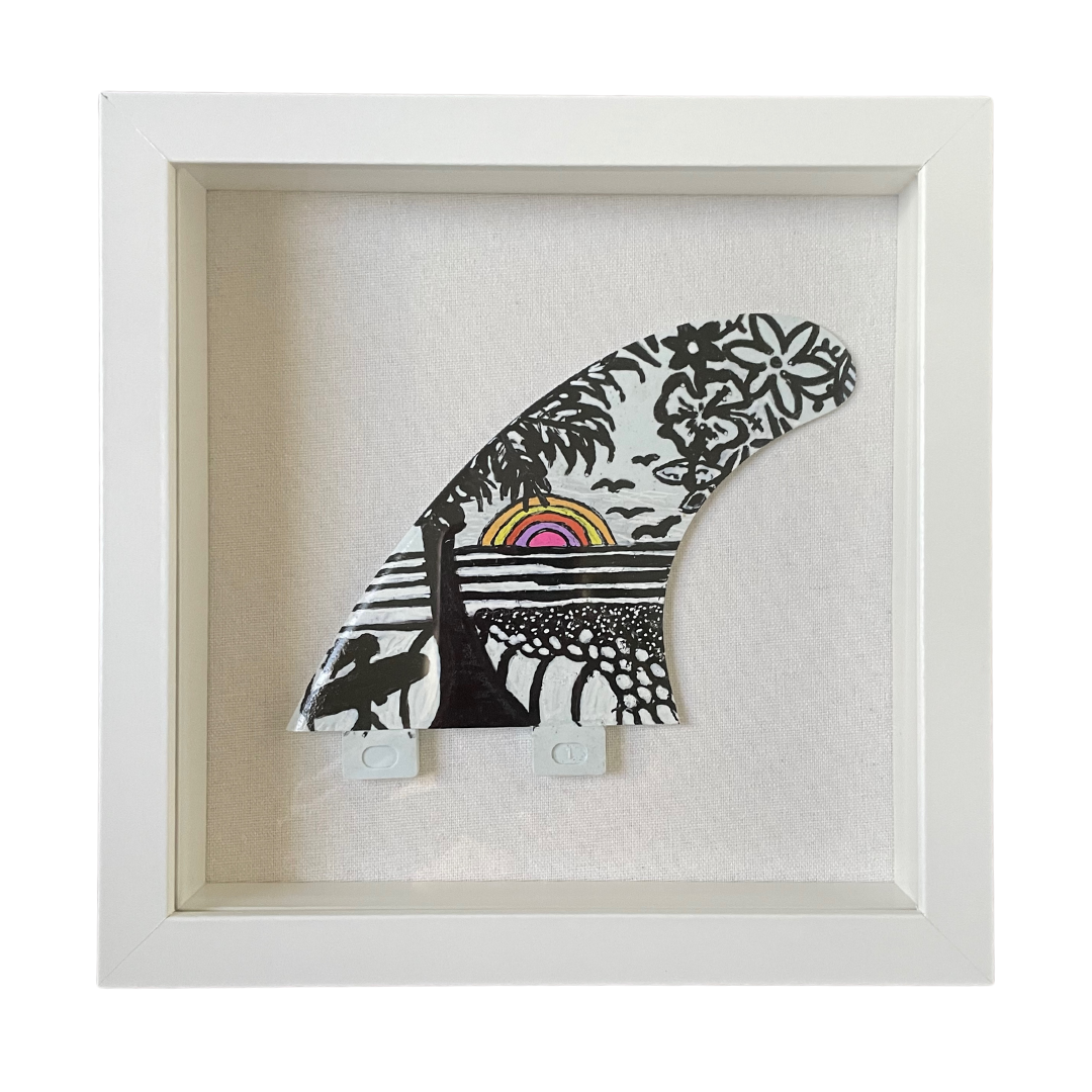 One of a Kind - Framed Surf Fin Art - Beach Themed
