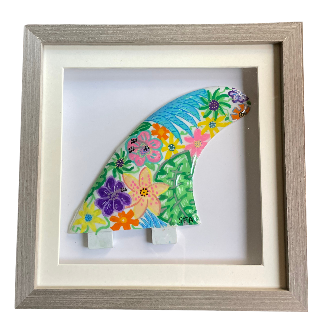 One of a Kind - Framed Custom Surf Fin Art - Tropical