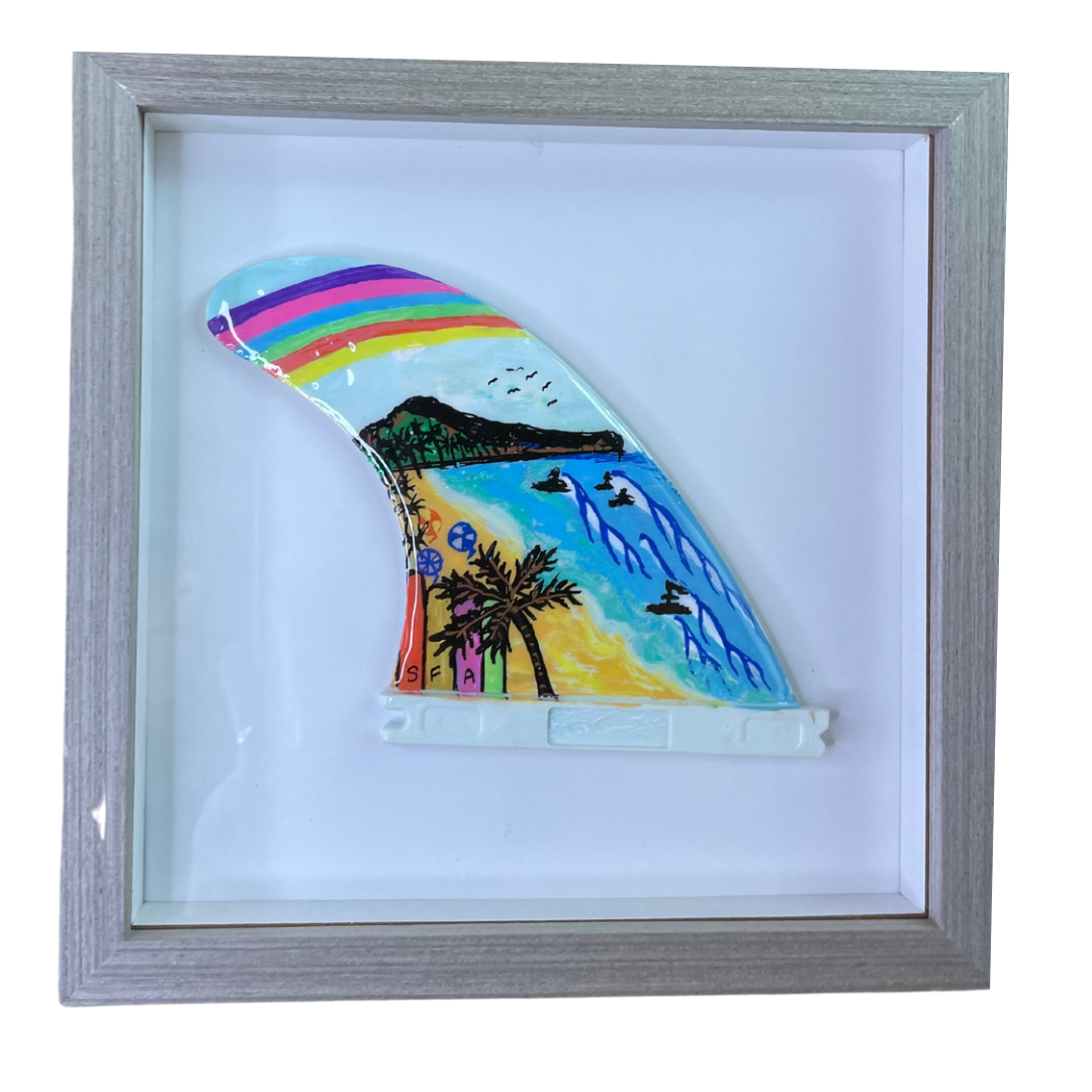 One of a Kind - Framed Surf Fin Art - Beach Themed