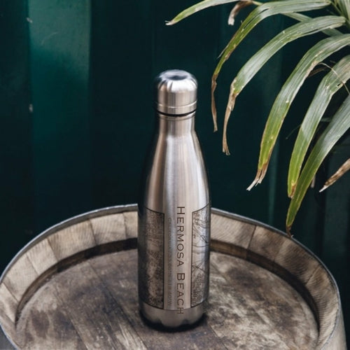 Hermosa Beach - California Engraved Map Insulated Bottle