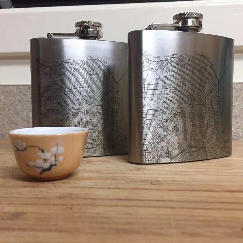 Hermosa Beach - California Engraved Map Hip Flask