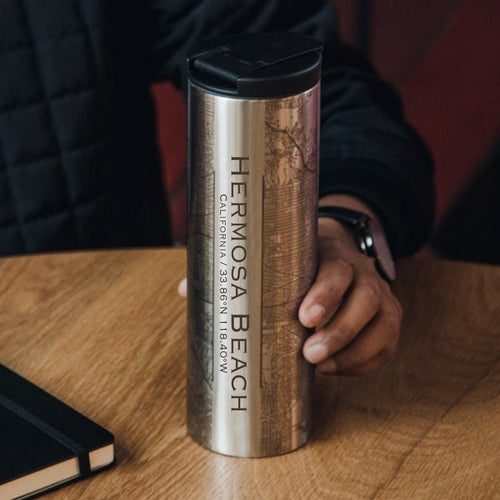 Hermosa Beach - California Engraved Map Tumbler