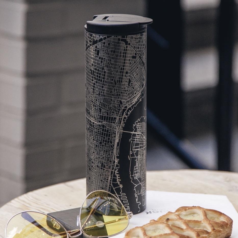 Hermosa Beach - California Engraved Map Tumbler in Matte Black