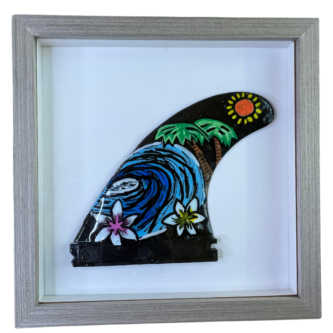 One of a Kind - Framed Custom Surf Fin Art - Tropical