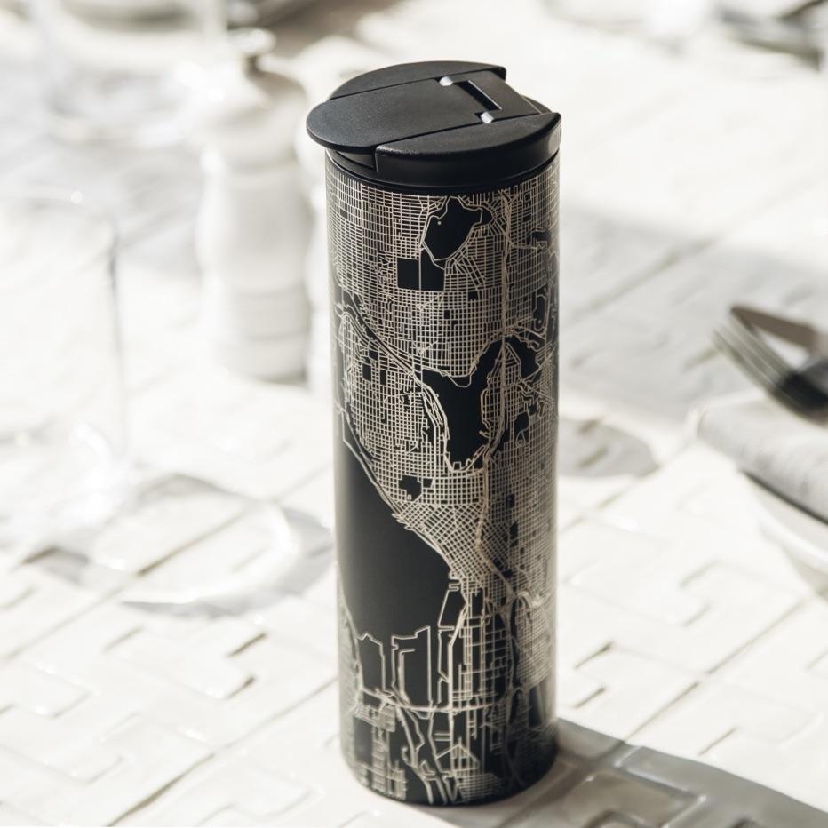 Hermosa Beach - California Engraved Map Tumbler in Matte Black