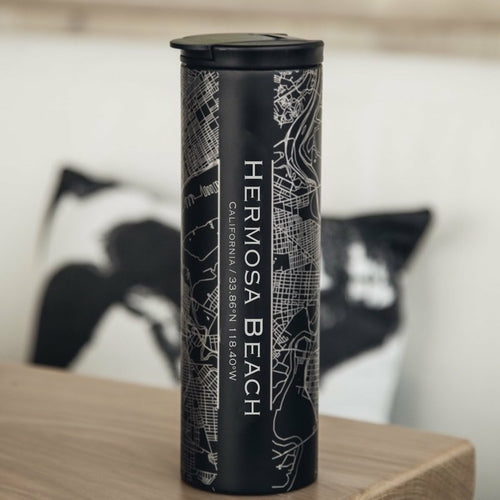 Hermosa Beach - California Engraved Map Tumbler in Matte Black